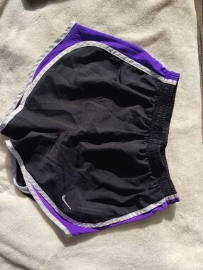 Nike Black and Purple Athletic Shorts with White Trim 965